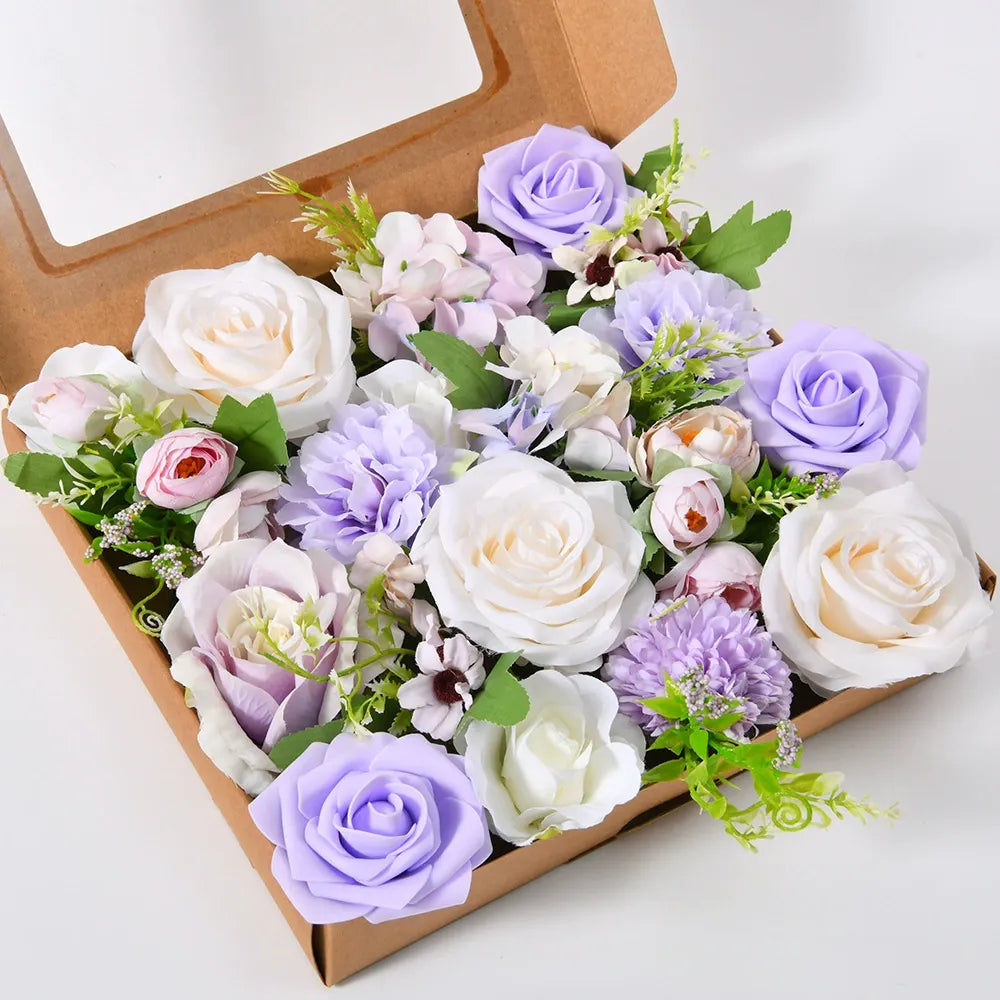 DIY flower box with purple and white