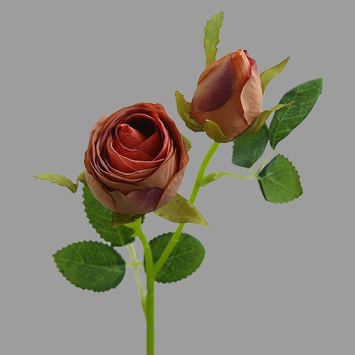 Artificial Flower Double-Ended Roasted Edge Rose Silk Flower Rose