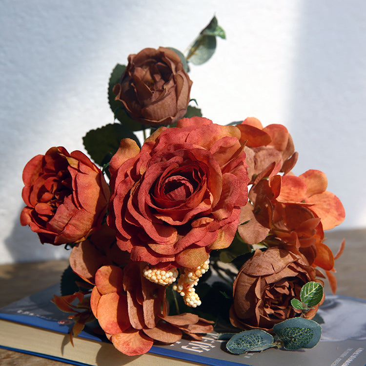 Snowflake Hibiscus Rose Artificial Flowers Fake Flowers Creative Bouquet Natural Style Decoration Dining Table