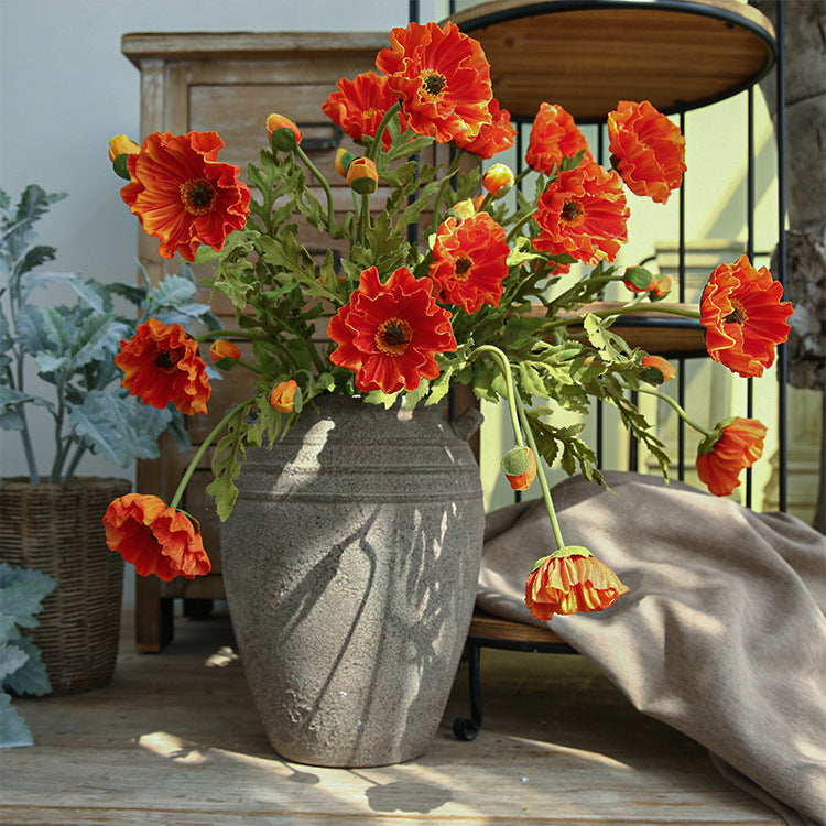 Artificial Flowers Fake Flowers Flocked Poppy Realistic Poppy