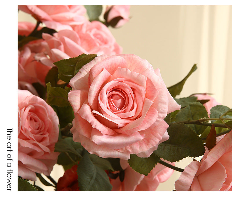 Artificial Flowers American Style 3-Head Printed Rose Home Decoration Fake Flower