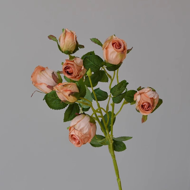 7 Vintage Roasted Edge Roses 12pcs - 19.7in