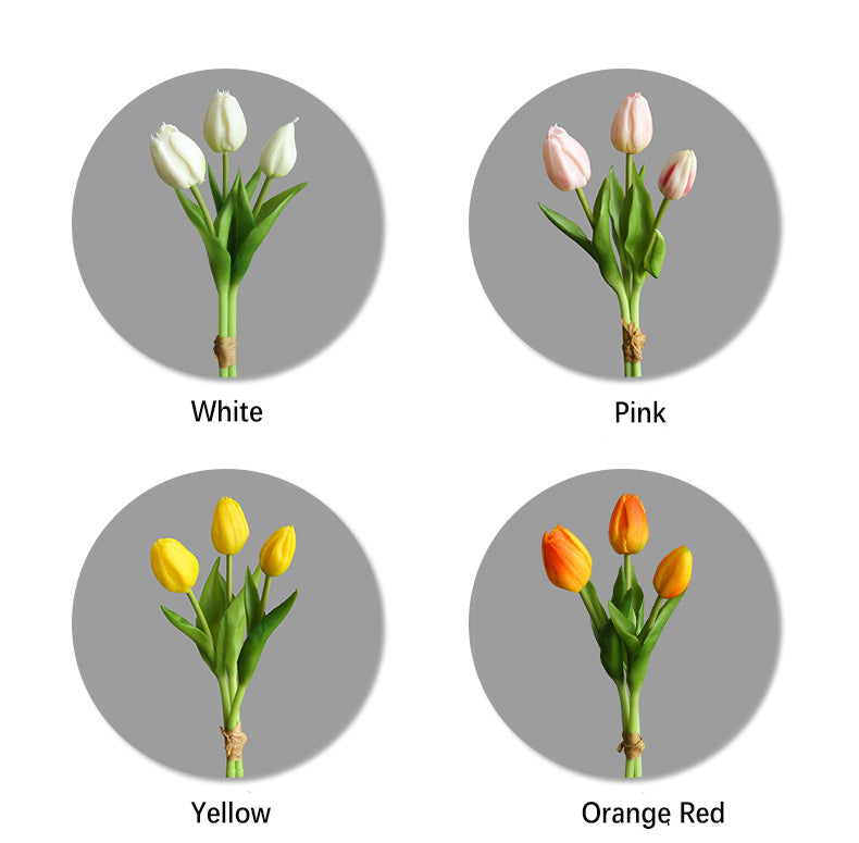 Artificial Flower Three-Headed Realistic Tulip
