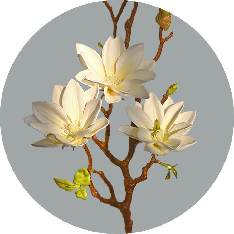 Small Magnolia Artificial Bouquet Living Room Decoration Fake Flower Decorative Flower Art Arrangement PU Hand-painted Small Magnolia