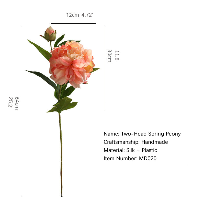 Artificial Flower Two-Headed Peony