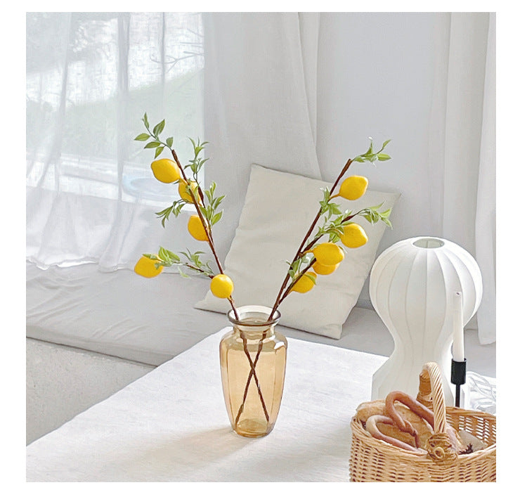 INS Artificial Flower 5-Fruit Lemon Tree Lemon Branch Artificial Green Plant Fake Flower Photo Prop