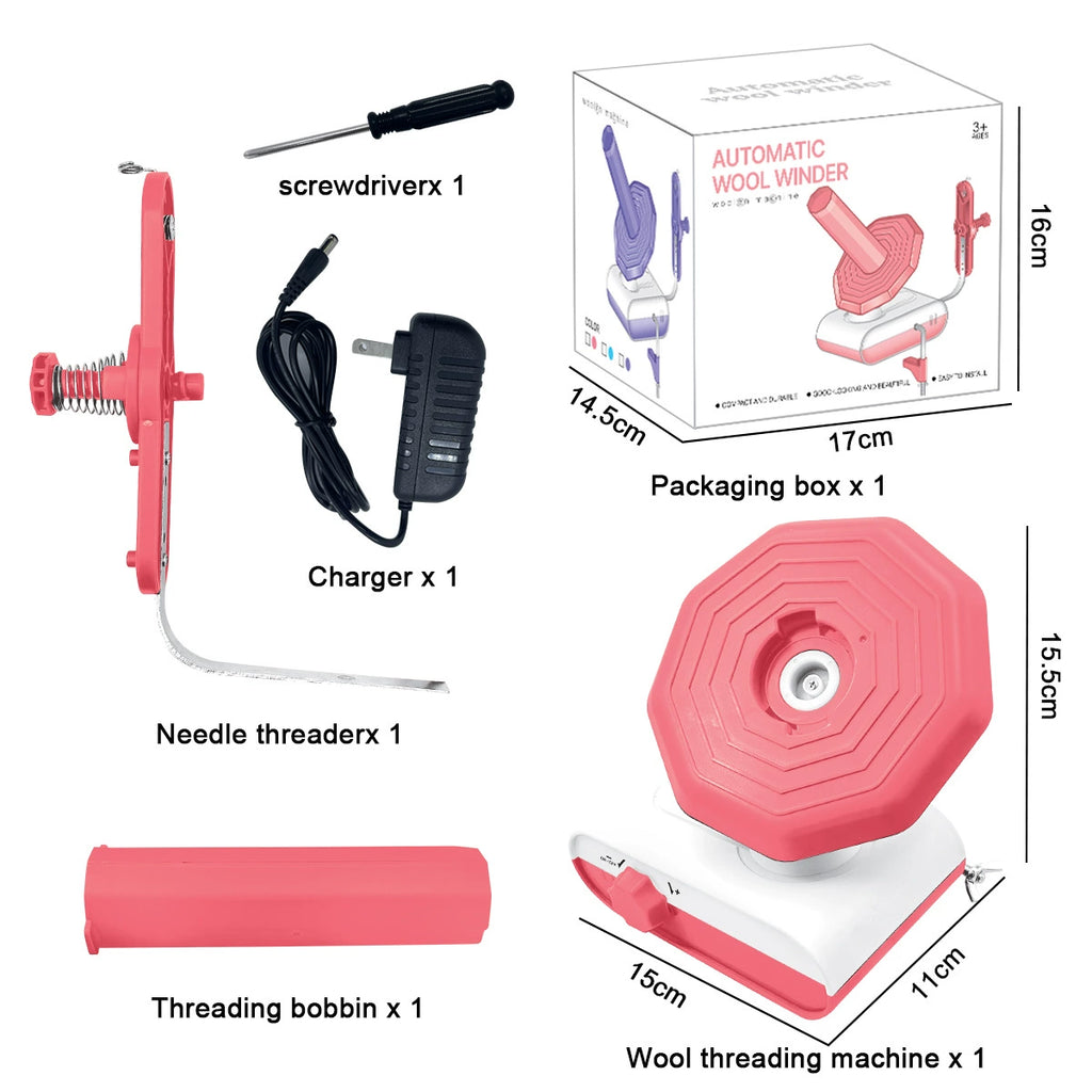 Electric yarn winder, yarn ball organizer, USB interface