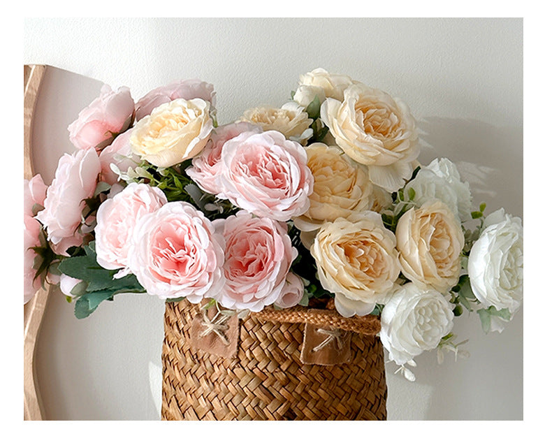 5 Peony Artificial Flowers Persian Rose Small Bunch Fake Flowers