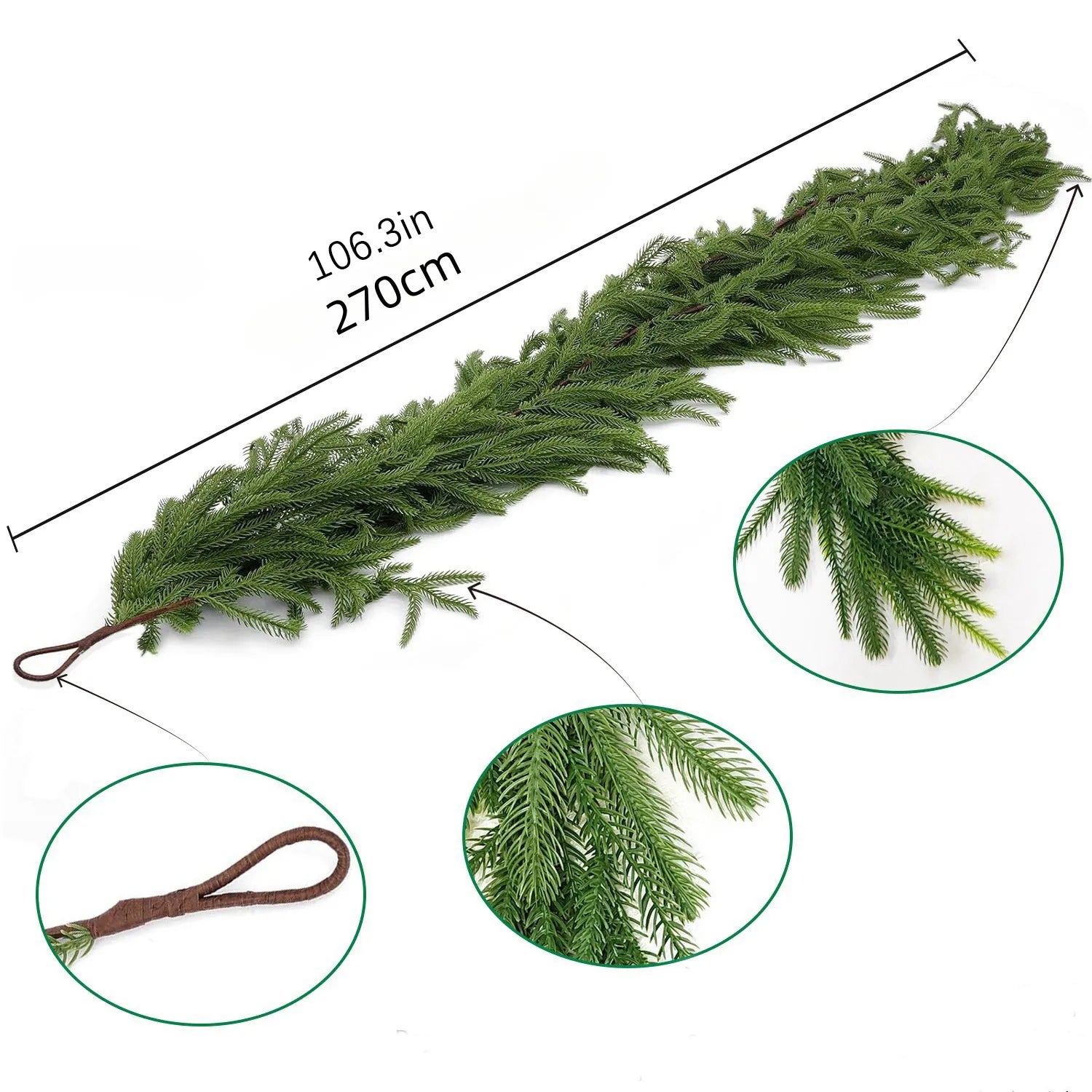 Feel Pine Needle Pine and Cypress Rattan 1 pcs - 59in, 70.9in, 106.3in