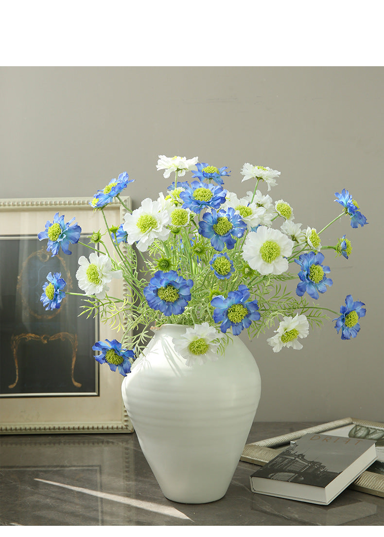 Artificial Flowers Fake Flowers Flocked Blue Potted Flowers