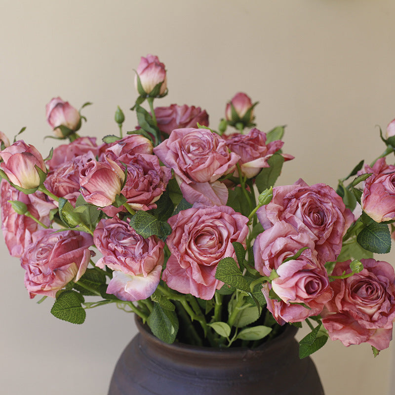 Fake Flowers Artificial Flowers 3 Heads Dried Roses