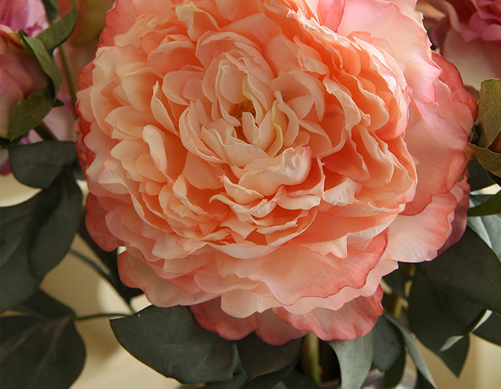 Burnt Edge Large Peony Artificial Flower Table Decoration Fake Flower
