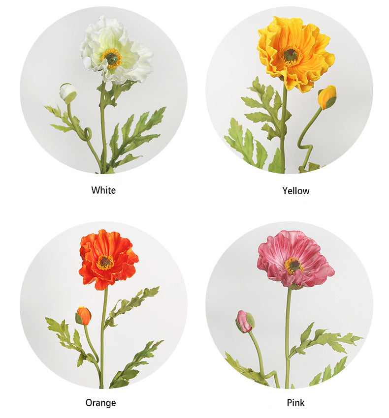 Artificial Flowers Fake Flowers Flocked Poppy Realistic Poppy