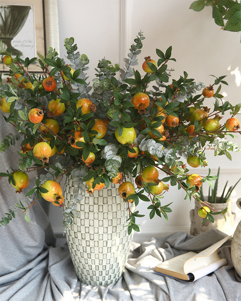 Artificial Pomegranate 6 Fruits with Leaves Pomegranate Fruit Home Decoration