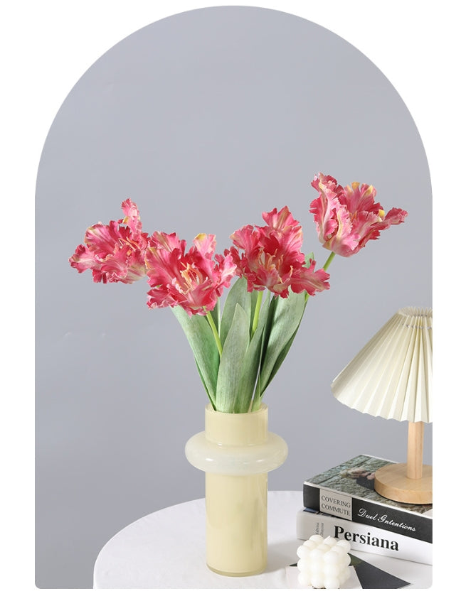 Artificial Flower Single Branch Parrot Tulip 3D Printed Toothed Fake Flower