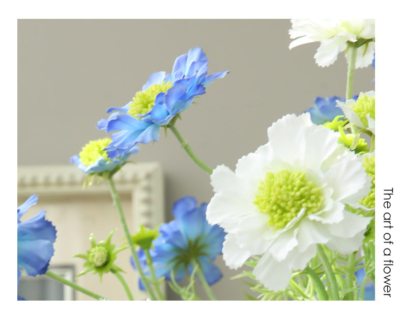 Artificial Flowers Fake Flowers Flocked Blue Potted Flowers
