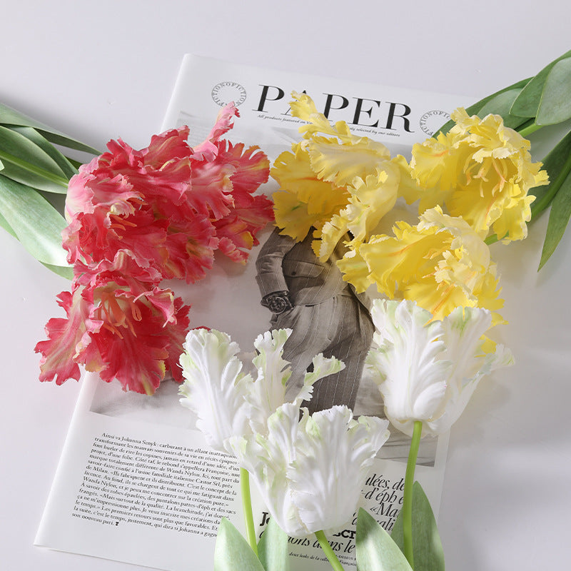 Artificial Flower Single Branch Parrot Tulip 3D Printed Toothed Fake Flower