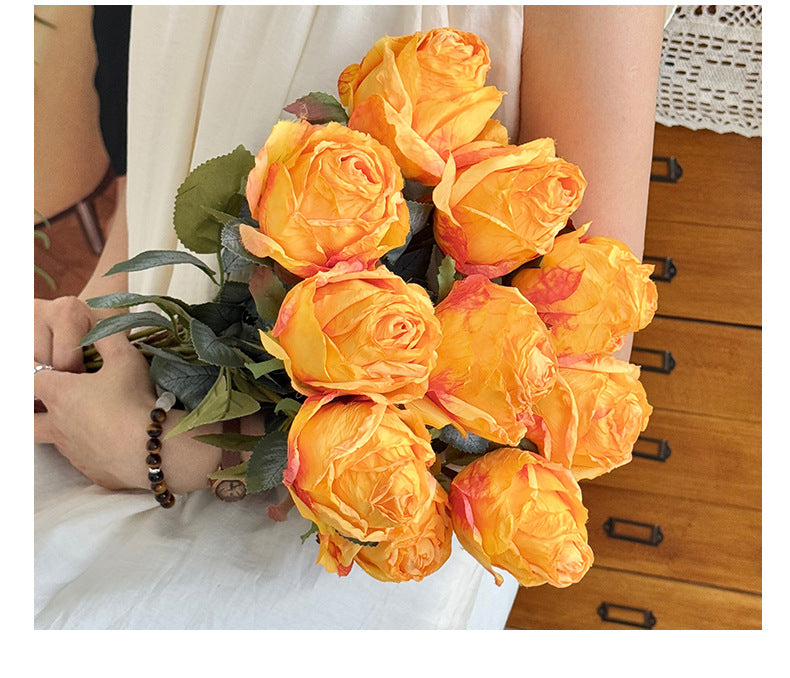 Simulated Burnt Edge Rose Vintage Rose