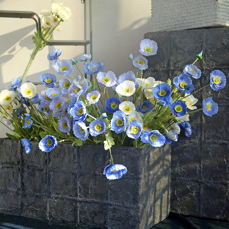 Artificial Flowers Four-Headed Poppy Fake Flowers Flocked Artificial Poppy Flowers Decorative Bouquet