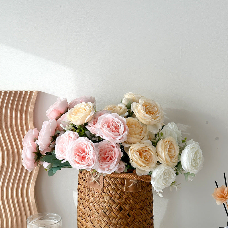 5 Peony Artificial Flowers Persian Rose Small Bunch Fake Flowers