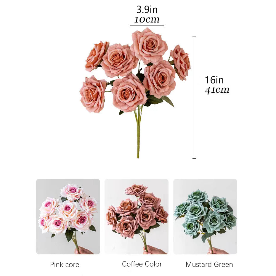 7-Head Cappuccino Rose Bouquet 10 pcs -  16in