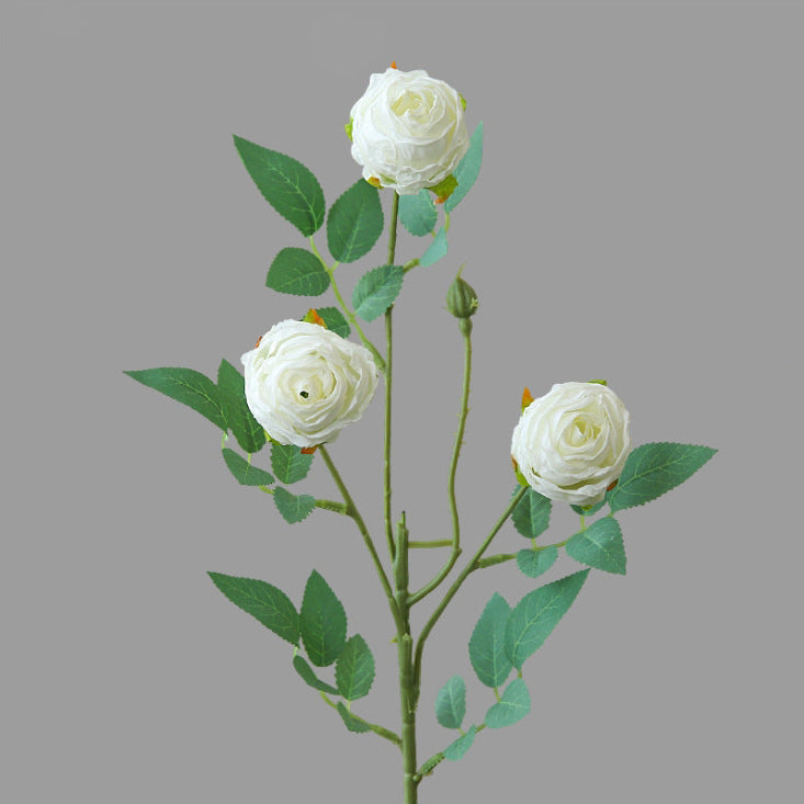 Vintage Style Artificial Flowers 3-Head Curled Rose
