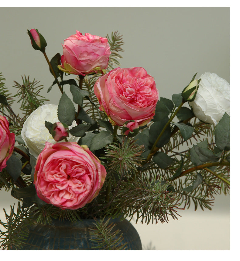 Two-Headed Austin Rose Artificial Flower Nordic Romantic Decoration