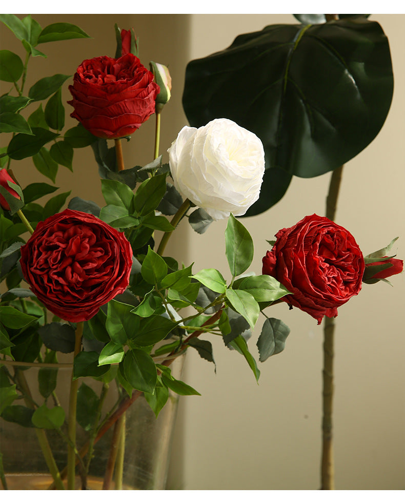 Two-Headed Austin Rose Artificial Flower Nordic Romantic Decoration