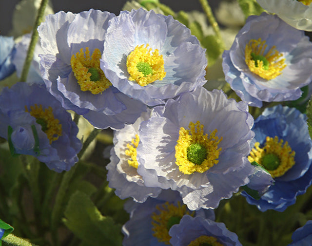 Artificial Flowers Four-Headed Poppy Fake Flowers Flocked Artificial Poppy Flowers Decorative Bouquet