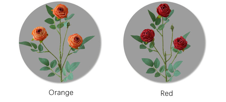 Vintage Style Artificial Flowers 3-Head Curled Rose