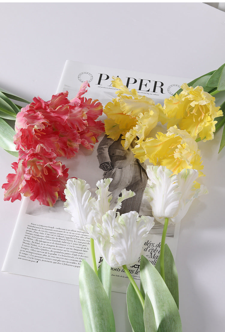 Artificial Flower Single Branch Parrot Tulip 3D Printed Toothed Fake Flower