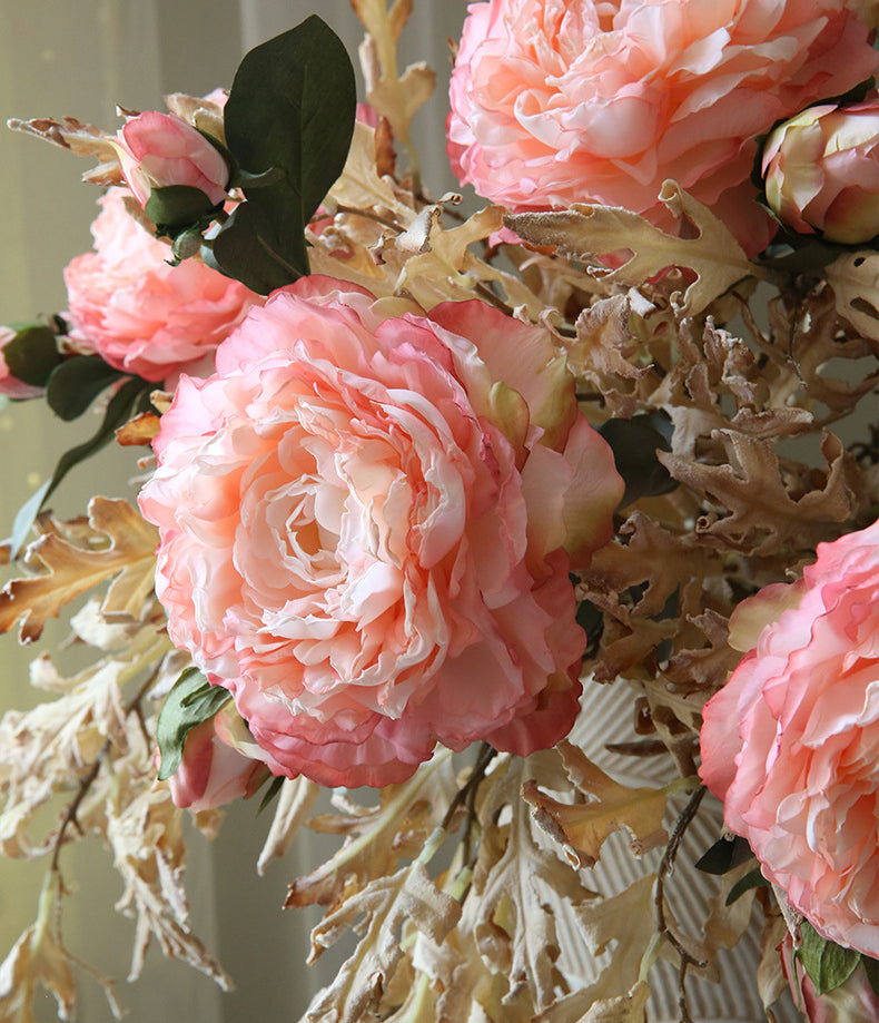 Burnt Edge Large Peony Artificial Flower Table Decoration Fake Flower