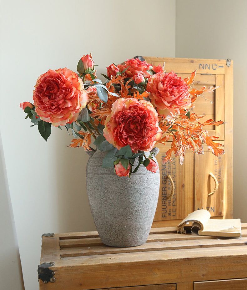 Burnt Edge Large Peony Artificial Flower Table Decoration Fake Flower