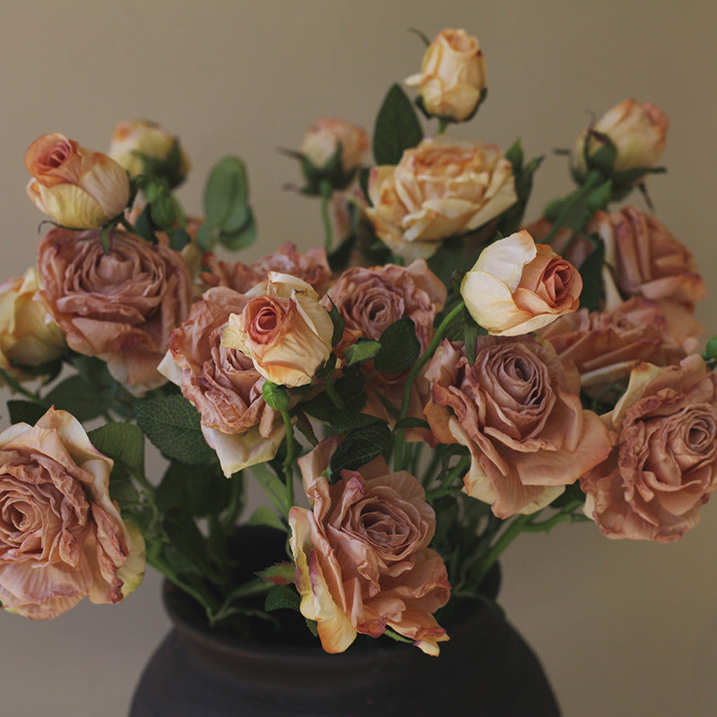 Fake Flowers Artificial Flowers 3 Heads Dried Roses