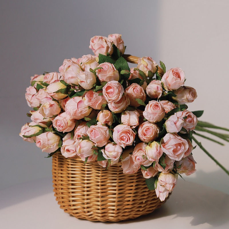 7 Vintage Roasted Edge Roses 12pcs - 19.7in