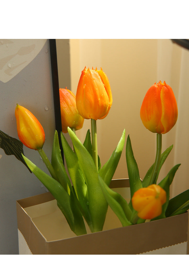 Artificial Flower Three-Headed Realistic Tulip