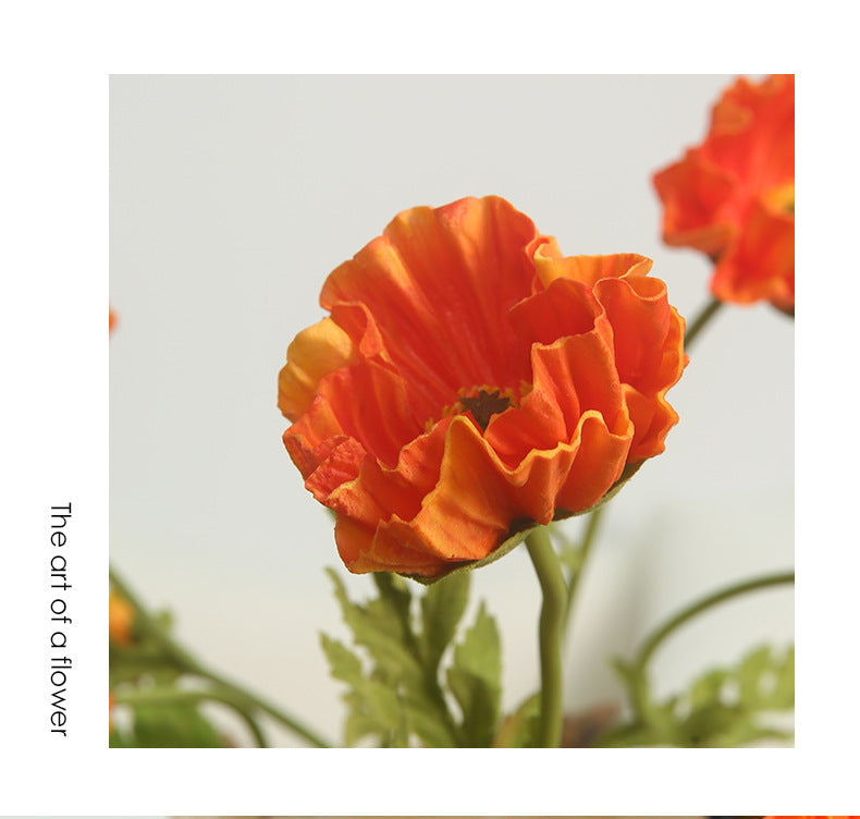 Artificial Flowers Fake Flowers Flocked Poppy Realistic Poppy
