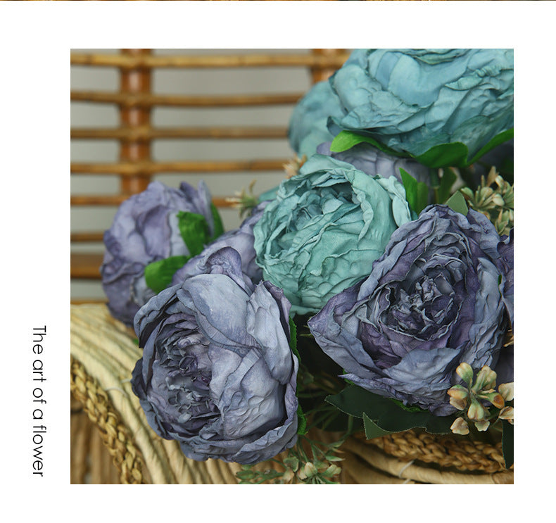 Peony Artificial Flower Dried Flower Bouquet Roasted Edge Five-Head Peony