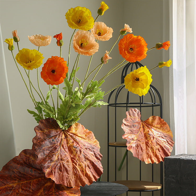 Two-Headed Poppy Artificial Flower Wedding Decoration Poppy Flower