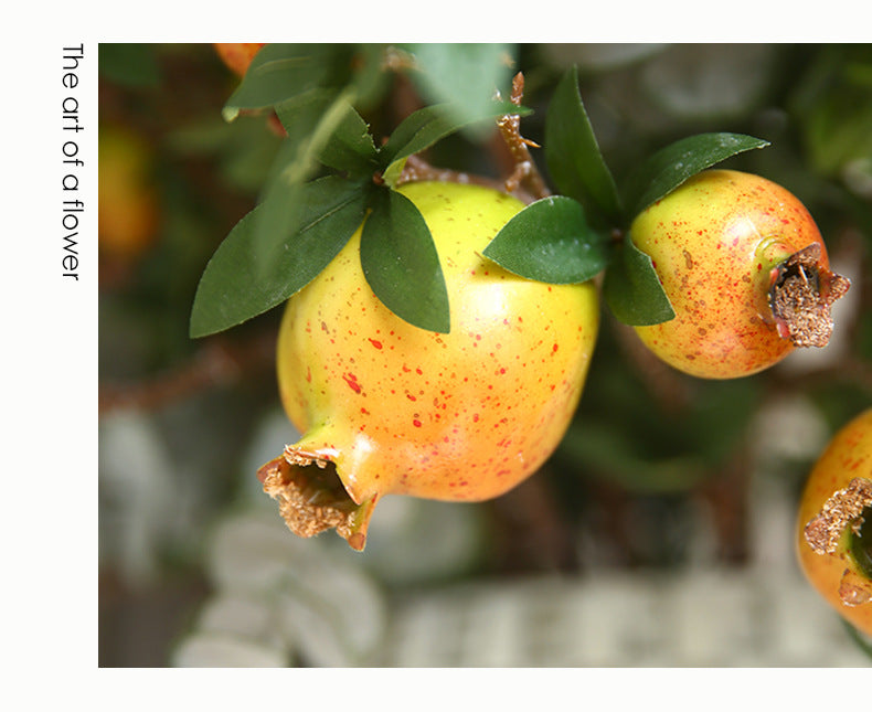 Artificial Pomegranate 6 Fruits with Leaves Pomegranate Fruit Home Decoration