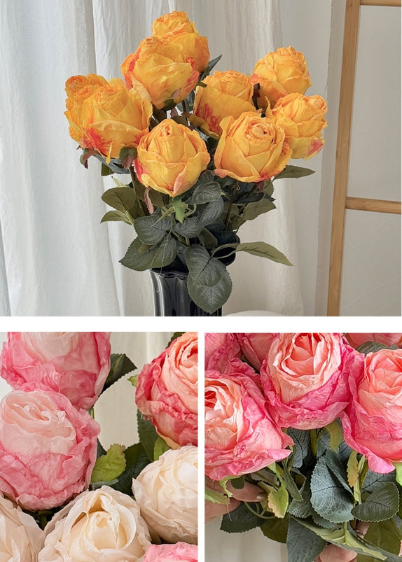 Simulated Burnt Edge Rose Vintage Rose