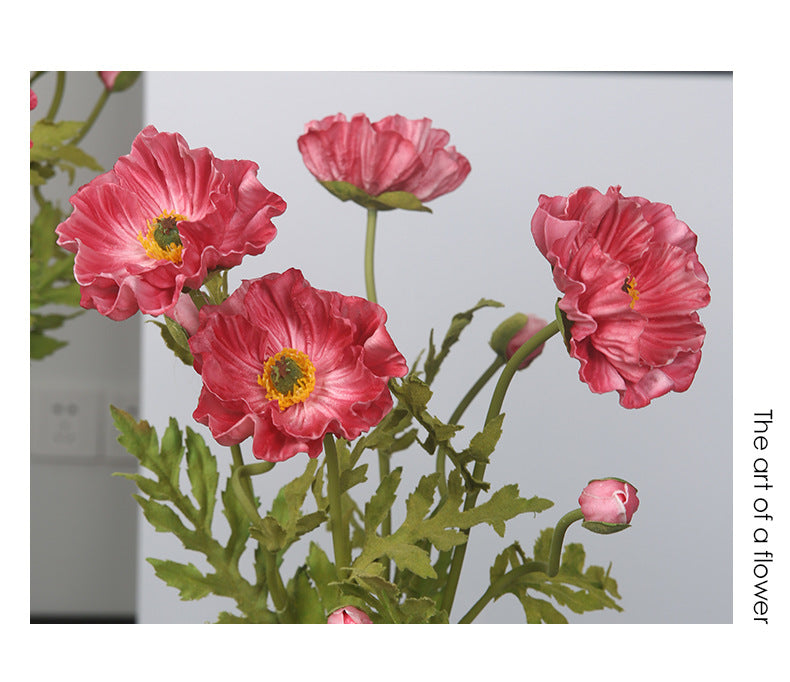 Artificial Flowers Fake Flowers Flocked Poppy Realistic Poppy