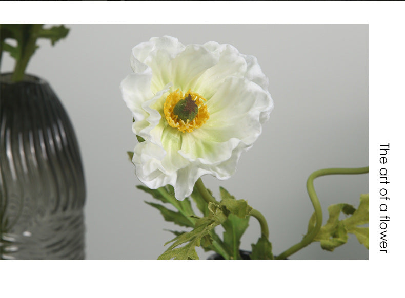 Artificial Flowers Fake Flowers Flocked Poppy Realistic Poppy