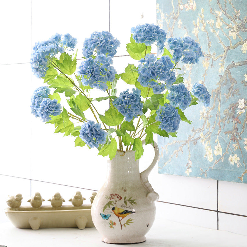Artificial Flowers 3D Film Hydrangea 2-Head Snowball Flower