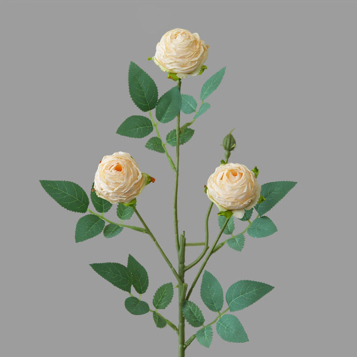 Vintage Style Artificial Flowers 3-Head Curled Rose