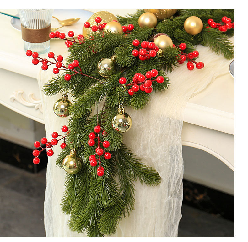 Christmas Pine Needle Rattan Decoration Door Hanging 2pcs - 78.74in