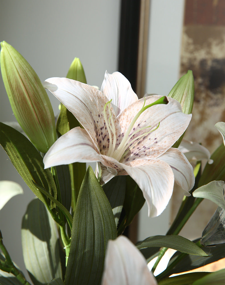 Artificial Flowers Fake Flowers Vintage Decoration 2 Heads Autumn Lily