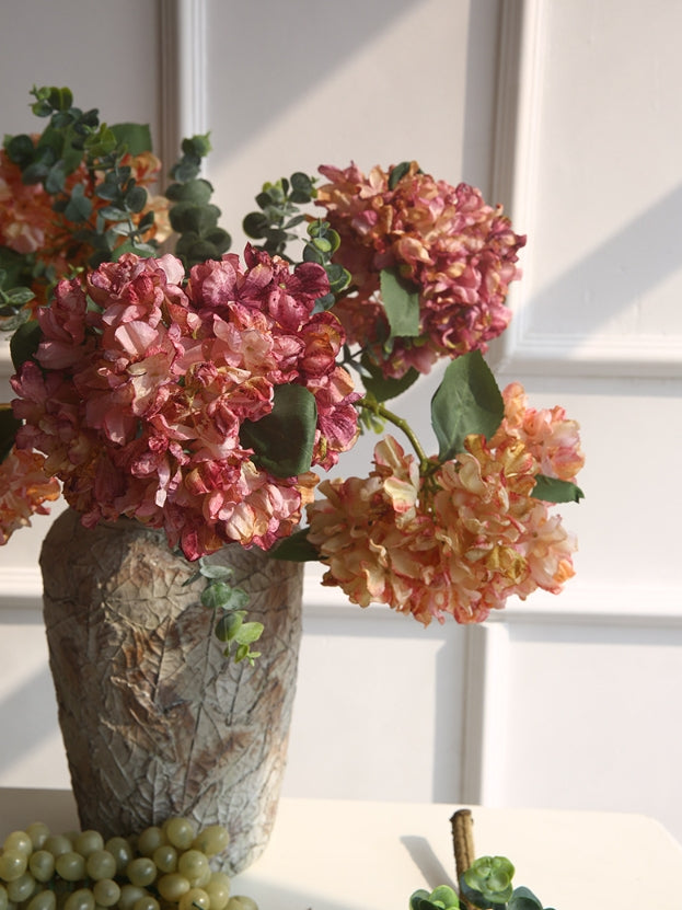 Vintage Single Branch Burnt Edge Hydrangea Artificial Flower