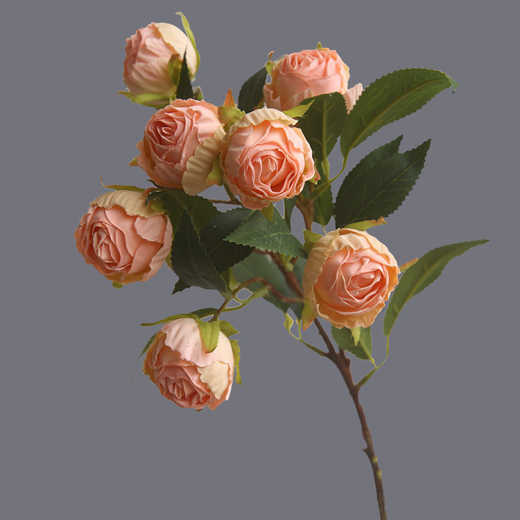 Burnt Edge Multi-Head Rose Artificial Flower Dried Flower Room Decoration