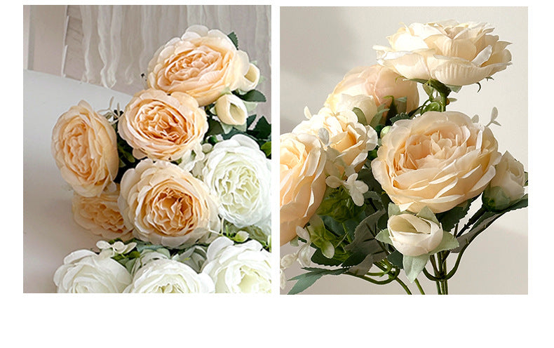 5 Peony Artificial Flowers Persian Rose Small Bunch Fake Flowers